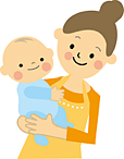 赤ちゃんを抱くお母さんのイラスト